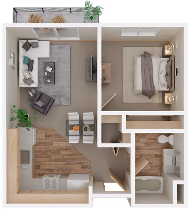 1 Bed 1 Bath  Age 55 plus 125 floor plan